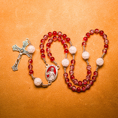 The Red Rosary of Humility, handmade glass bead rosary for The Red Dragon of Pride